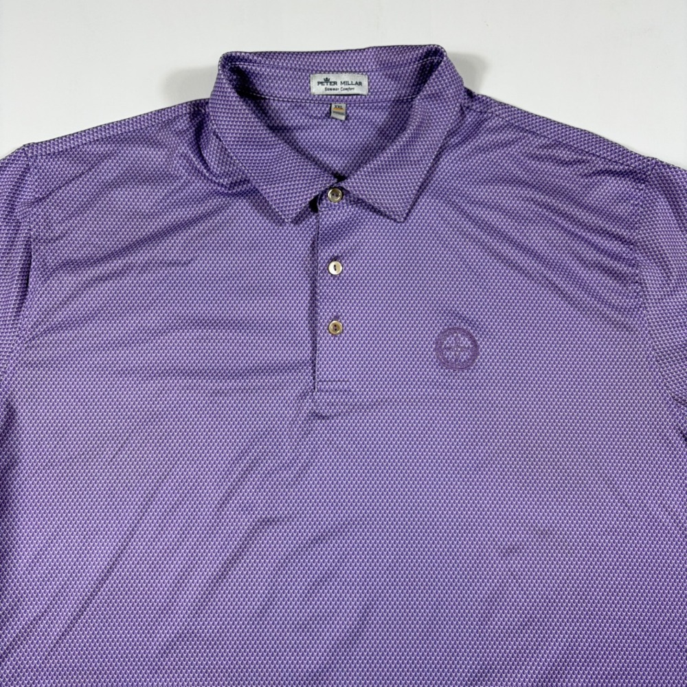 Peter Millar Summer Comfort Polo Shirt Mens 2XL Olympia Fields Country Club AOP
